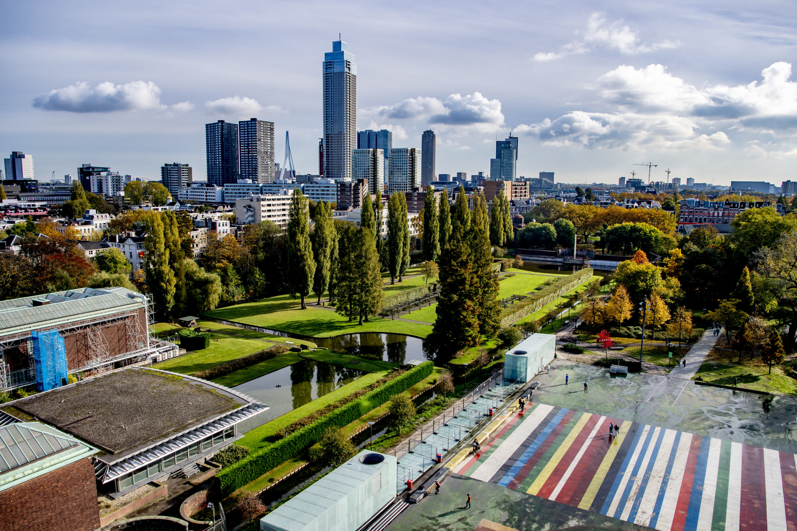 Rotterdam skyline seen across the Museumpark