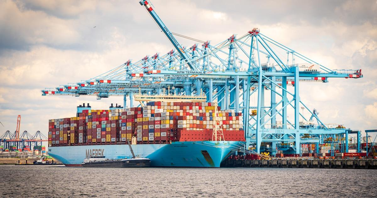 Container ship in the Port of Rotterdam