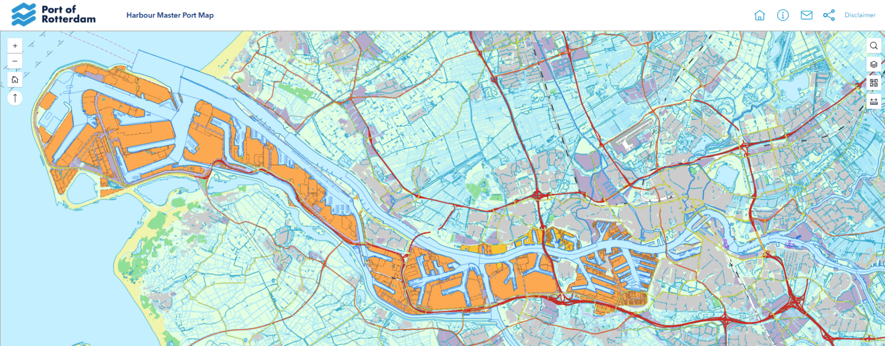 Schermafbeelding van de officiële Havenmeester-havenkaart
